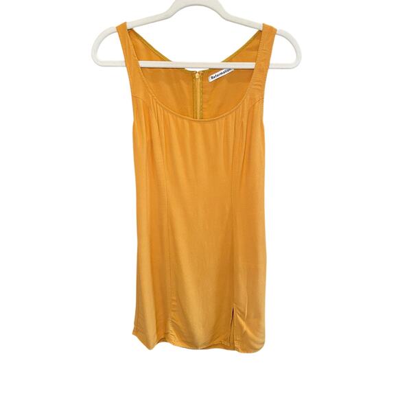 Reformation Women 8 Noha Tiegan Dress Mustard Yellow Mini Dress Side Slit - Picture 3 of 13